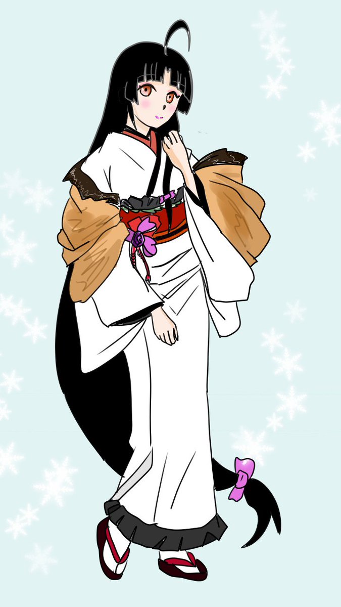 shouhou (kancolle) 1girl long hair japanese clothes solo ahoge black hair kimono  illustration images