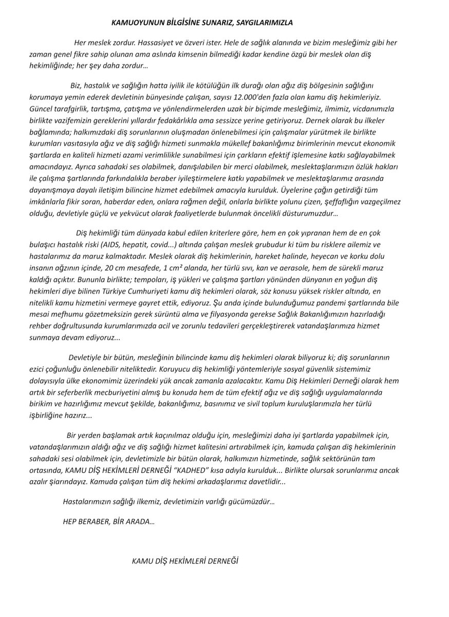 KADHED(Kamu Diş Hekimleri Derneği) tweet media