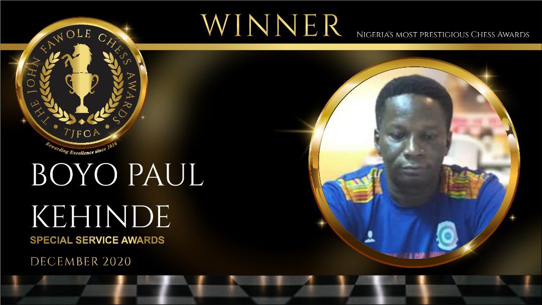 Boyo Paul Kehinde for Special Service Award  #TheJohnFawoleChessAwards  #NigeriaChessAwards  #TJFCA