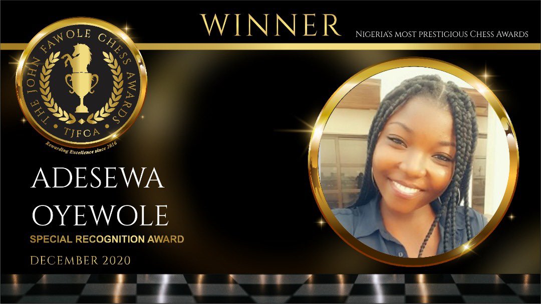  @Oyewoleadesewa for Special Recognition Award  #TheJohnFawoleChessAwards  #NigeriaChessAwards  #TJFCA