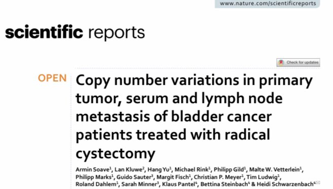 Out now: our new paper on copy number variations in various oncogenes and tumor suppressor genes in primary tumor tissue, lymph node metastasis and cfDNA of bladder cancer patients treated with radical cystectomy.