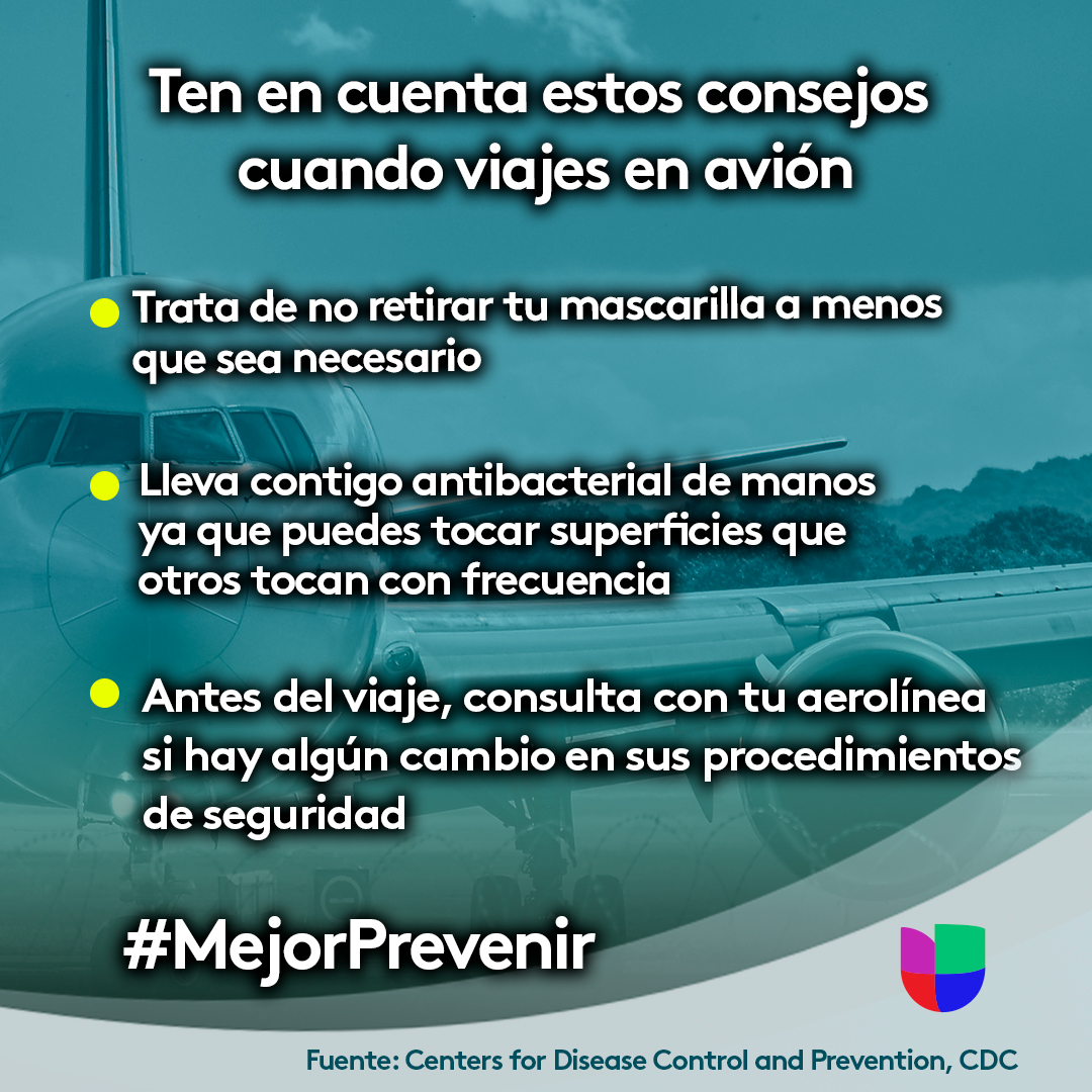 nmasUnivision23's tweet photo. Los siguientes consejos te pueden ayudar a evitar el contagio por #coronavirus si viajas en avión. #MejorPrevenir https://t.co/qOzkW0Ywy6