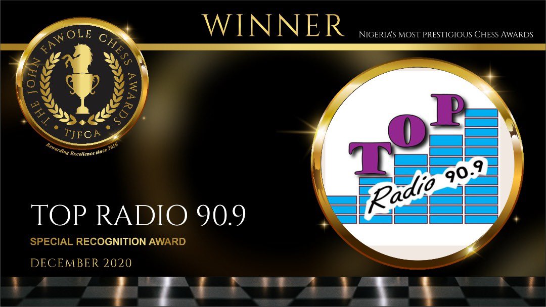  @TopRadio909 for Special Recognition Award  #TheJohnFawoleChessAwards  #NigeriaChessAwards  #TJFCA
