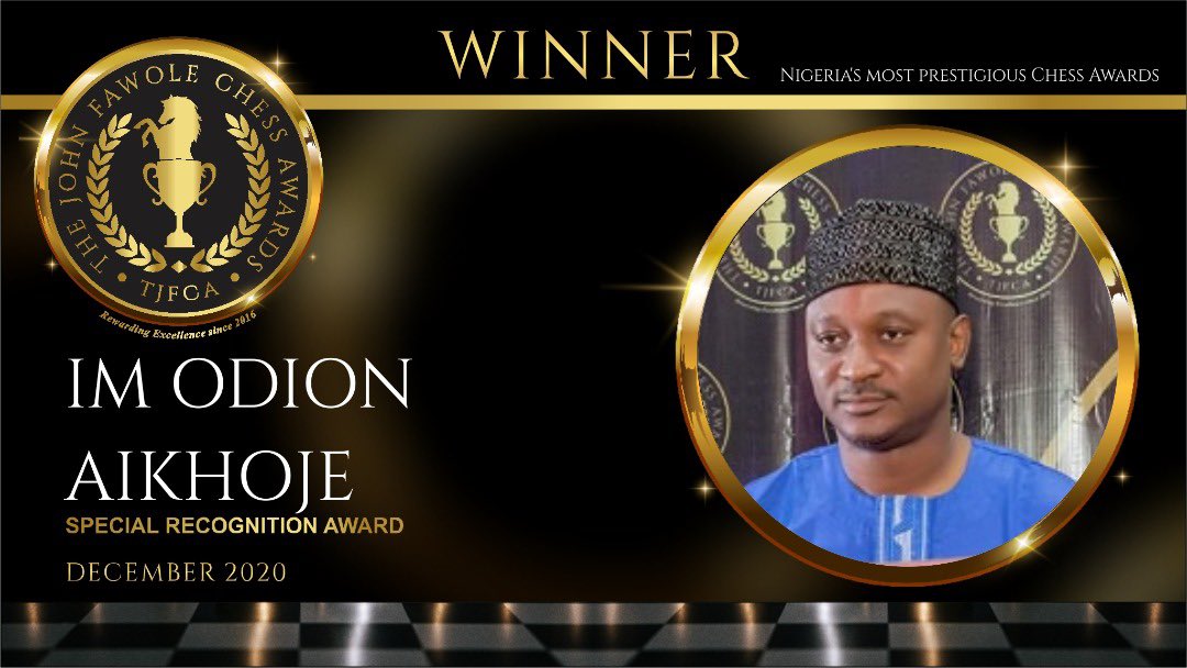  @OdionAikhoje for Special Recognition Award #TheJohnFawoleChessAwards  #NigeriaChessAwards  #TJFCA
