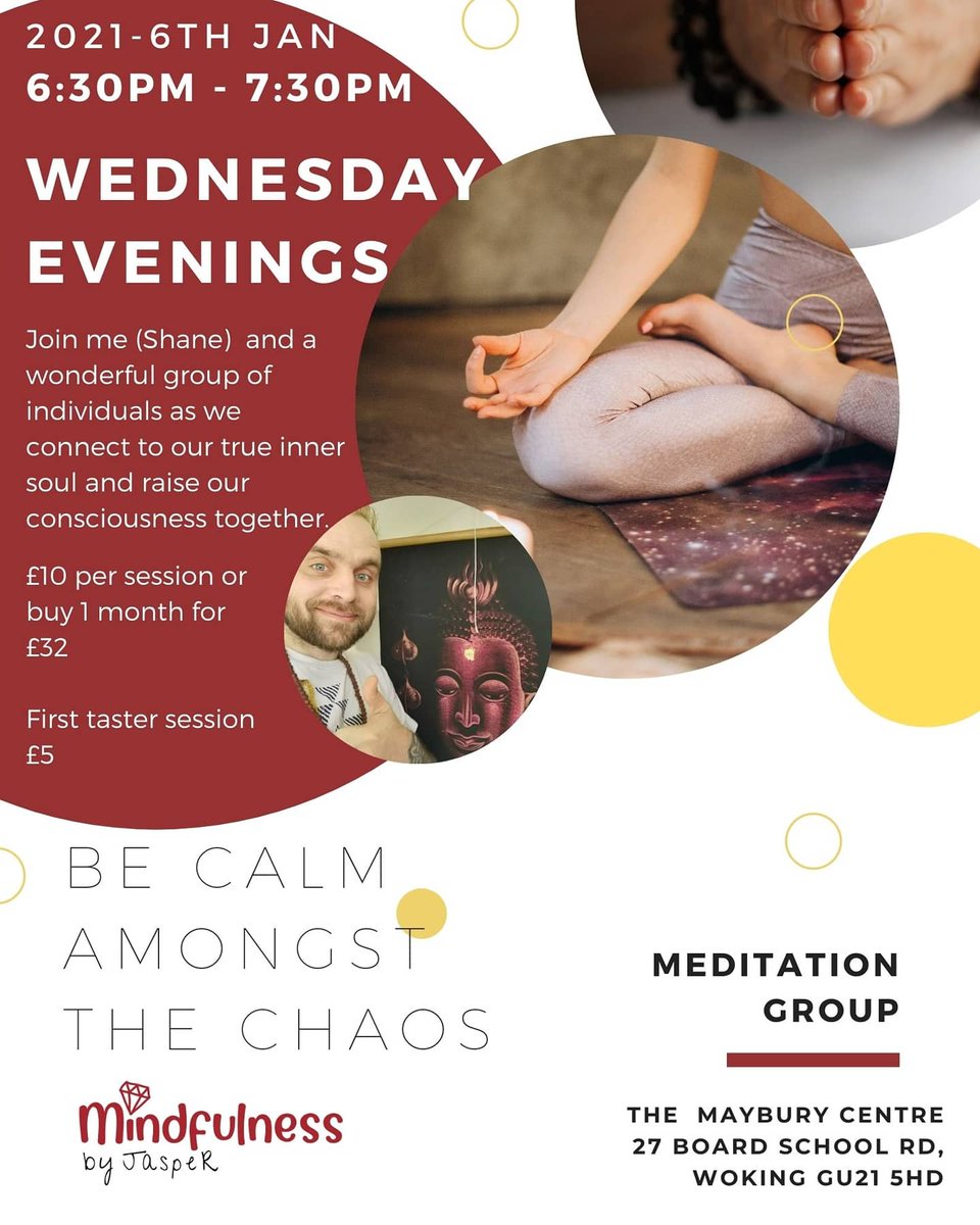 Shane_JasperWB's tweet photo. We have a new class starting in woking at the Maybury Centre.
Start 2021 in the right way 😉😁👍🙏💯
#meditationteacher #mindbodysoul #woking #surreylife #surrey #wellbeing #wokingworks #wokingchambers https://t.co/UNlGJ0kNG5