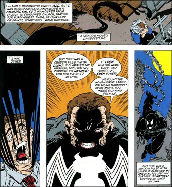 This is where I have to talk about Venom biggest hurdle for some fans, his initial motivation see some fans thought it was really WEAK, since he HATED Spider-man for doing his job, and in his first appearances Eddie is a scumbag.