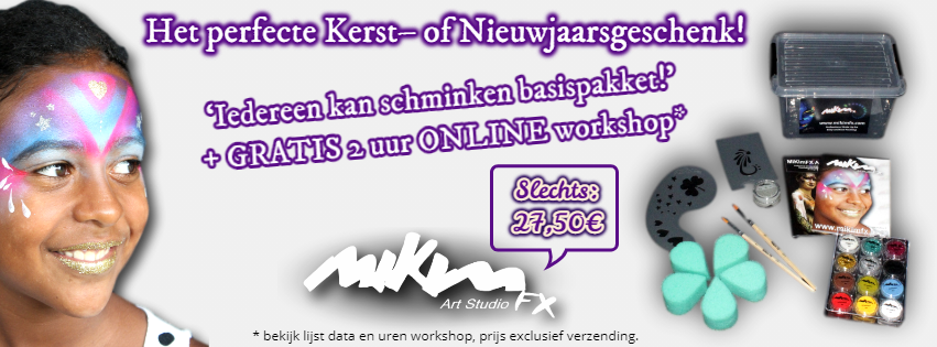 MiKimFX's tweet photo. Vrienden, familie, ... met interesse in grime? Dan bieden wij u graag dit unieke en éénmalige aanbod: 'Iedereen kan schminken basispakket!', nu inclusief een initiatie workshop van 2u. Perfect geschenk voor Kerst/Nieuw! Wees er snel bij: beperkte plaatsen! https://t.co/H0Eb8NoVlk https://t.co/yddUVe13oI