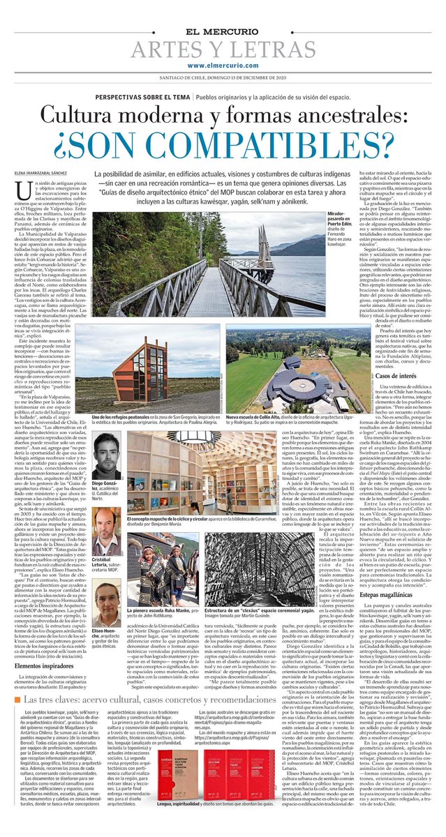 Hoy en #ArtesyLetras se aborda la publicación de las guías de diseño arquitectónico étnico que impulsamos en <a href="/mop_chile/">Ministerio de Obras Públicas🇨🇱</a>.

Es relevante que arquitectura siga criterios que respeten cosmovisión de pueblos originarios.

webservice.nexnews.cl/internal/view.…