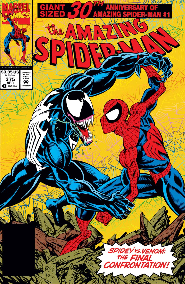 the biggest CONTROVERSIAL story with Venom in the old days, is Amazing 375, this one is a fucking controversial one you don't hear about often but to sum up Venom was popular enough it was thought to make him an anti hero and so to set that up, this was the story.