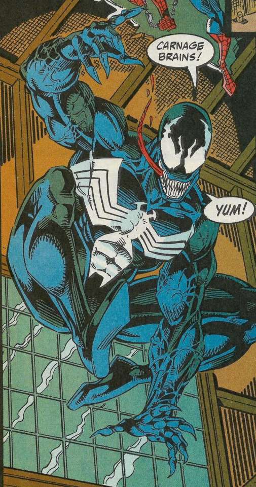 Anyway one problem with the "miniseries" era of Venom is the frequent changes in creators, and also Eddie being all over the place as a character, one story he might be a goof ball(BRAINS) others a more series anti hero, or just a villain. Venom was inconsistent.