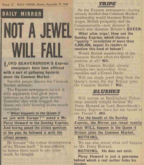 Don't be misled, throughout the 1960s right up to the Common Market Referendum in June 1975, Left and Right parties were bitterly divided over British membership of the Common Market & Political Union...
