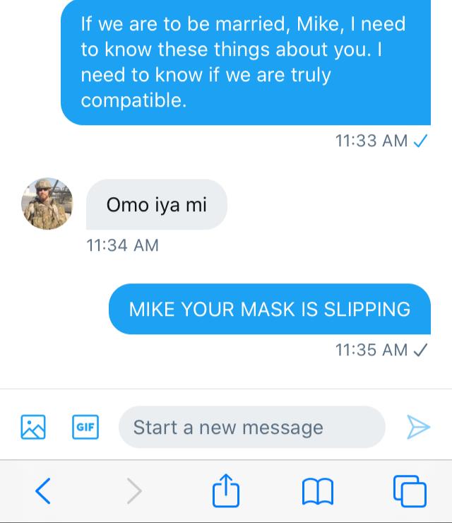 3.Mike is perhaps too busy being brave to engage properly in romantic discourse.