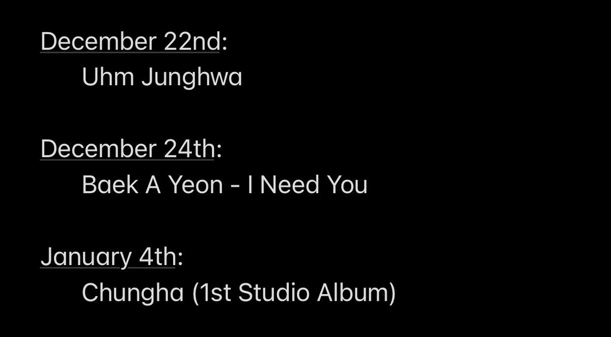 _kpop_comebacks's tweet photo. #kpop #kpopcomeback #comeback #KimSungkyu #Sujo #Sonnet #Lucia #Taeyeon #EpigoneProject #InwookHwang #LeeHi #Seori #SIM2 #Janghyunseung #TWICE #JAMIE #UhmJunghwa #BaekAYeon #Chungha https://t.co/7EtEw3B4ao