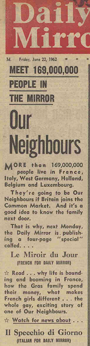 Don't be misled, throughout the 1960s right up to the Common Market Referendum in June 1975, Left and Right parties were bitterly divided over British membership of the Common Market & Political Union...
