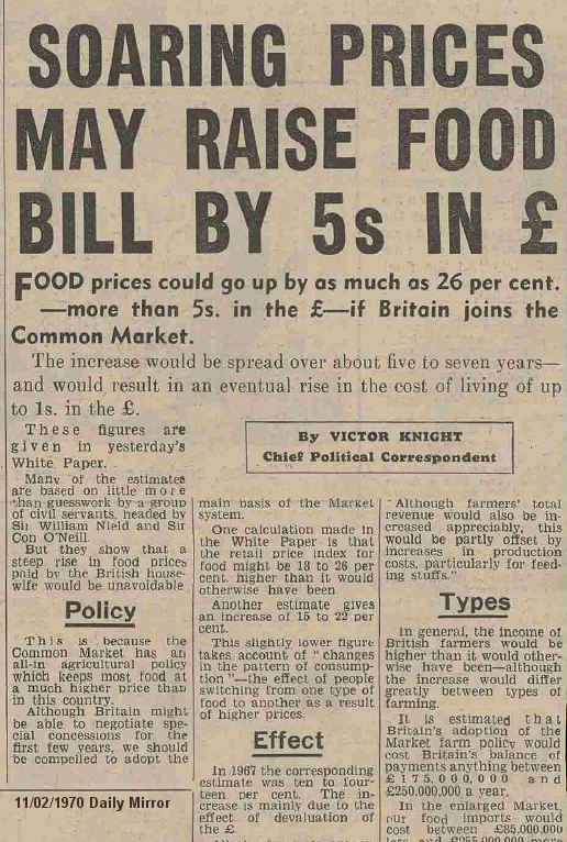 Don't be misled, throughout the 1960s right up to the Common Market Referendum in June 1975, Left and Right parties were bitterly divided over British membership of the Common Market & Political Union...