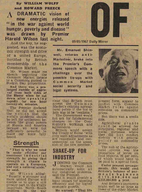 Don't be misled, throughout the 1960s right up to the Common Market Referendum in June 1975, Left and Right parties were bitterly divided over British membership of the Common Market & Political Union...