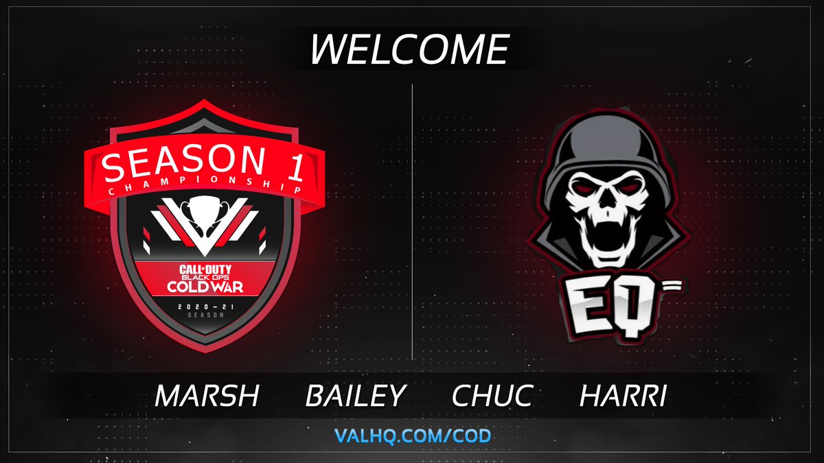 Welcome <a href="/The__Equalizers/">Equalizers</a> to the €3000 Season 1 Championship

🔫<a href="/Mxrshhh/">Marsh</a>
🔫<a href="/Baileylewis31/">lonewolf</a>
🔫<a href="/ChucEU_/">ChuC</a>
🔫<a href="/HarrisonTalbot1/">Harri</a>

You wont want to miss this... 
➡️valhq.com/cod