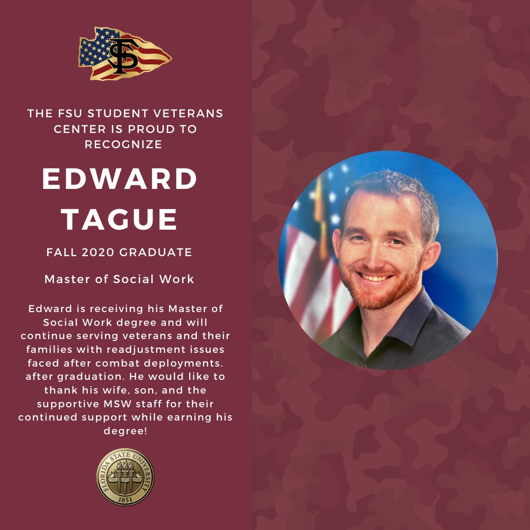 fsu_vets's tweet photo. Congratulations, Edward!π
β’β’β’
Edward Tague, Master of Social Work
#fsuvets #gonoles https://t.co/fEYkoiSVuP