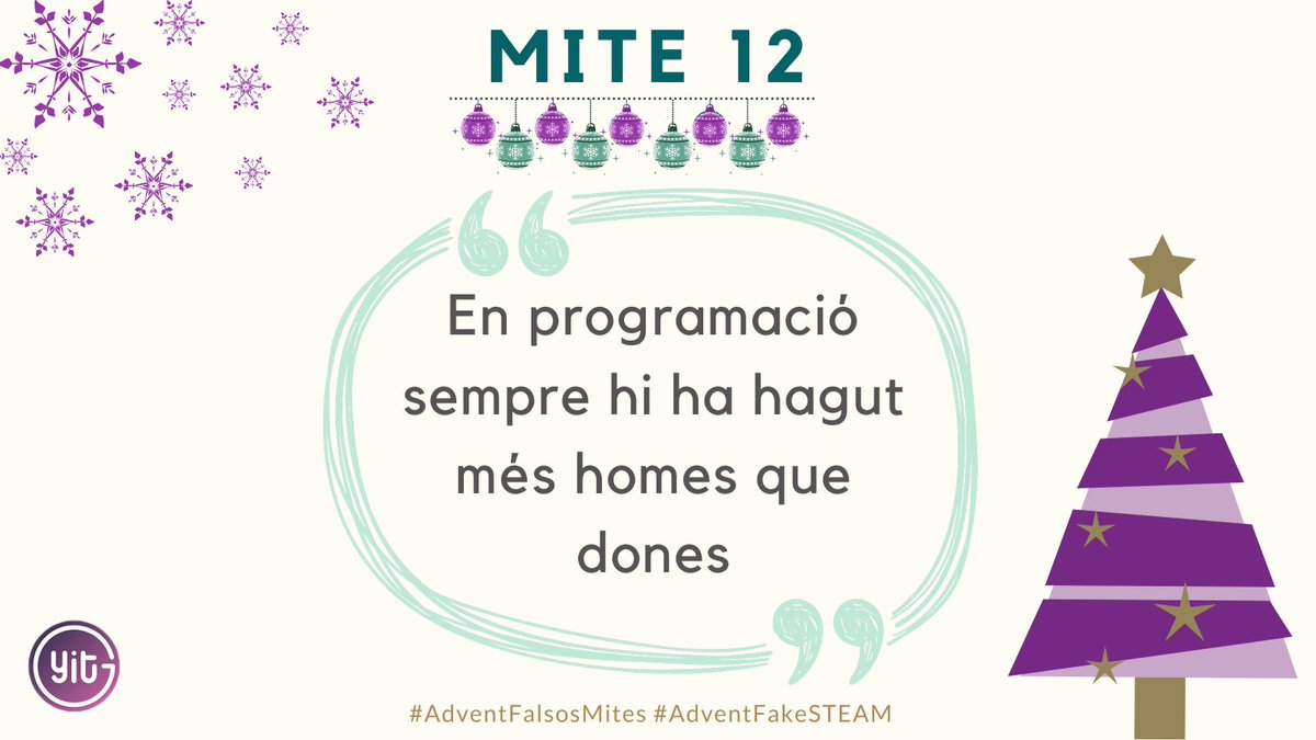 youngitgirls's tweet photo. MITE 12. En programació sempre hi ha hagut més homes que dones. 💻

#AdventFalsosMites #AdventFakeSTEAM #MeetYoungITGirls #LearnWithYITG #WomenInSTEM https://t.co/lrfeCE3qRL
