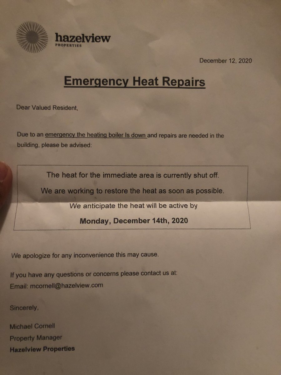 herongatetc's tweet photo. Last night Timbercreek (aka Hazelview) forced Herongate tenants to sleep with no heat in freezing cold units, with room temperatures as low as 2 degrees. Tenants also currently have no access to hot water &amp; will be without til Monday. 

In December.

In Ottawa. https://t.co/5cWsFf4I2P