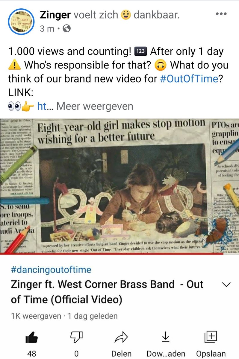 Zingerband's tweet photo. 1.000 views and counting! 🔢 After only 1 day ⚠️ Who's responsible for that? 🙃 What do you think of our brand new video for #OutOfTime?
LINK:
👀👉 https://t.co/tjzi1a8ZLq
🎧👉 https://t.co/ASAjz3y4Tw https://t.co/Q0zSrbQzzR