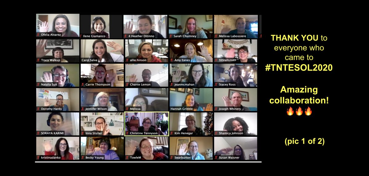 DrCarolSalva's tweet photo. Incredible opportunity yesterday thanks to @TNTESOL! These EduHeroes were in my #Tech4ELs session.  Grateful to everyone who came &amp; everyone who shares on behalf of #ELs!  #TNTESOL2020   Picture 1 of 2
#ELLs #ESOL #SLIFE #SIFELIFE #BoostingAchievement https://t.co/401YXre286