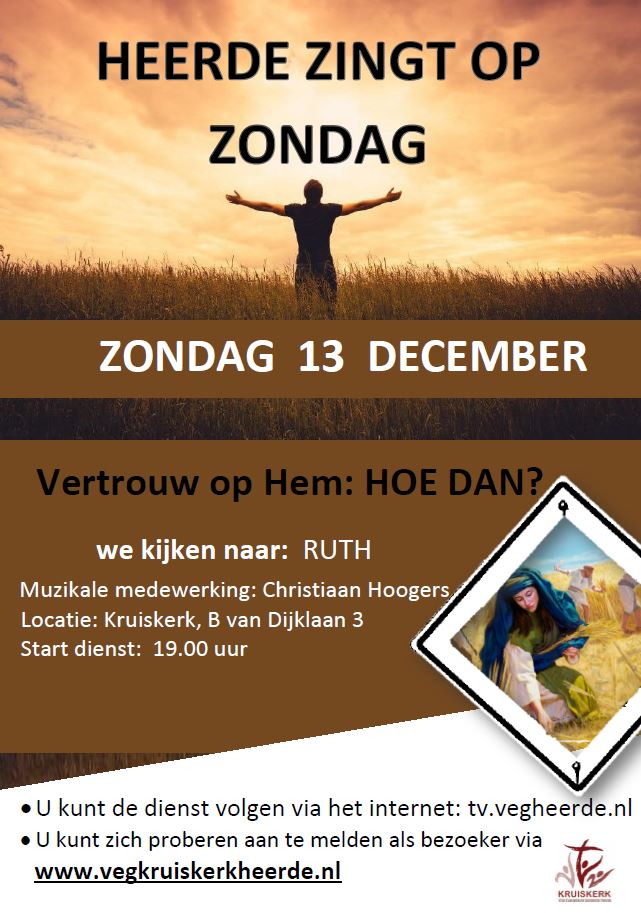 VEGHeerde's tweet photo. Vanavond is er weer Heerde Zingt op Zondag. Dit keer staat de bijbelse figuur Ruth centraal. Muzikale medewerking is er van Christiaan Hoogers en Ds. Sjoerd van der Velde gaat voor. De dienst is live te volgen via https://t.co/GqnaaJioCY https://t.co/W9qUsErSsI