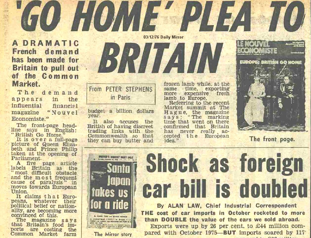 1976 - French demand Brits Out of Europe...