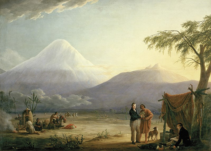 In the Andes, climbing Mount Chimborazo they made the first scientific description of the relationships between altitude, air temperature and vegetation cover in tropical mountains /7