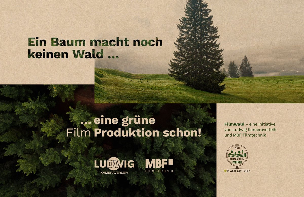 LudwigKamera's tweet photo. Unter dem Motto "Ein Baum macht noch keinen Wald ... eine grüne Film Produktion schon!" starten Ludwig Kameraverleih und die MBF Filmtechnik in Kooperation mit PLANT-MY-TREE ® einen für unsere Branche einzigartigen Filmwald. https://t.co/COrXduYN3k https://t.co/nnoeTDcVGQ
