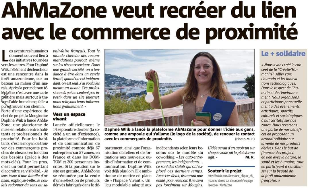 DaphneWiik's tweet photo. Merci à #nicematin pour ce superbe article....
#ahmazone
La femme AhMaZone... L'amazonie et ah ! MaZone
Acteurs sur notre zone https://t.co/hjVsCkmhns