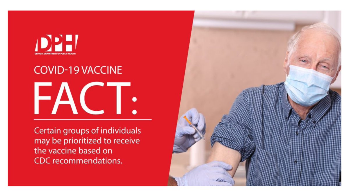 #GAHaveYouHeard that not everyone will be allowed to receive the COVID-19 vaccine upon its initial availability?
FACT: The ultimate goal will be to vaccinate as many people as possible to prevent the continued spread of COVID-19. 
dph.georgia.gov/covid-vaccine