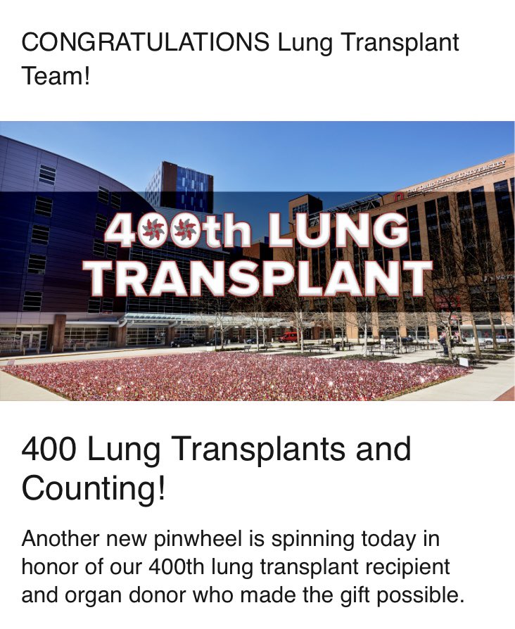 Great work team! #OSULungTransplant @OSUWexMed @OhioStateMed @LifelineofOhio @drhpaz @DeanBradfordMD @jhorowitzMD @LynnFussner @timpawlik @NahushMokadam