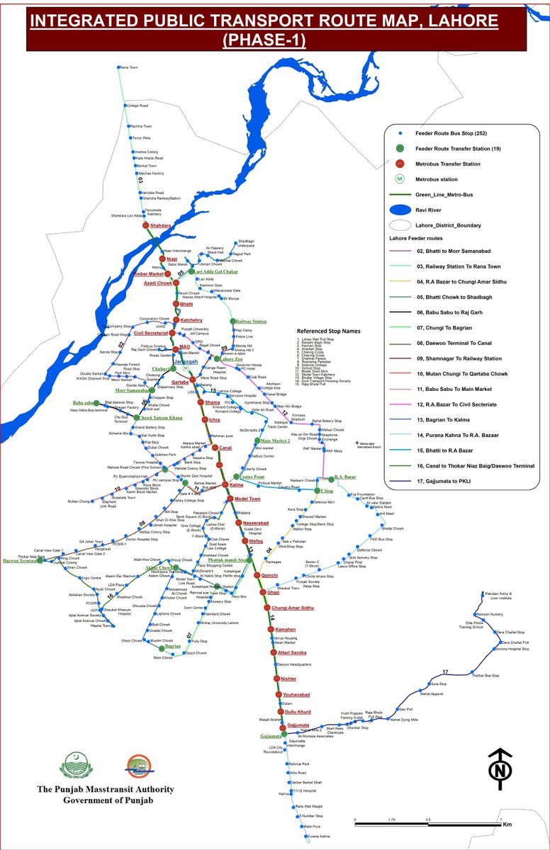 There are other ways to make the proposed routes even better, for example, Aziz Bhatti TMO has no stops. This is where Feeder Routes come in, like the ones operational along Green-line BRT. Feeder routes are cheap and require no additional infrastructure. https://pma.punjab.gov.pk/lhr_iptrmp1 