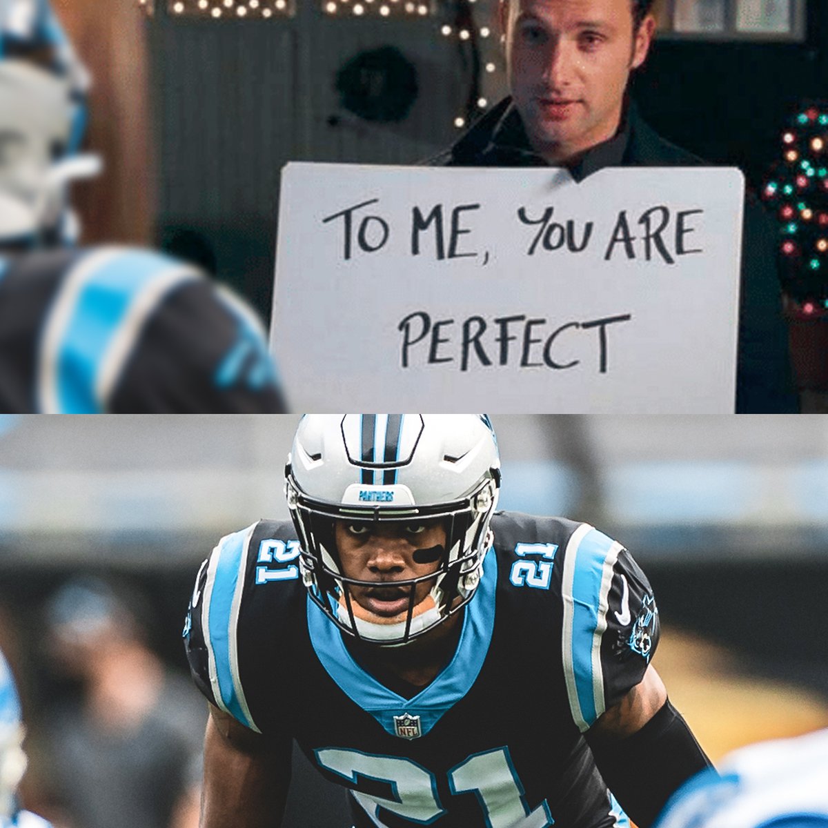 Panthers's tweet photo. Just give him the DROTY already‼️

#ProBowlVote + Jeremy Chinn https://t.co/hjxUpKA3mG