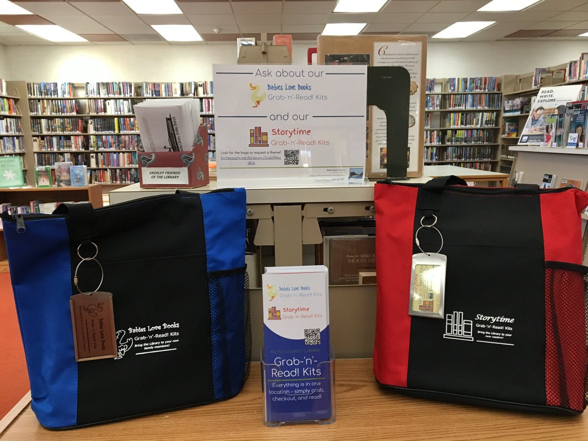 The <a href="/ButteCoLibrary/">Butte County Library</a> Grab-N-Read! Kits are available at all branches! Choose from Storytime and Babies Love Books themes.