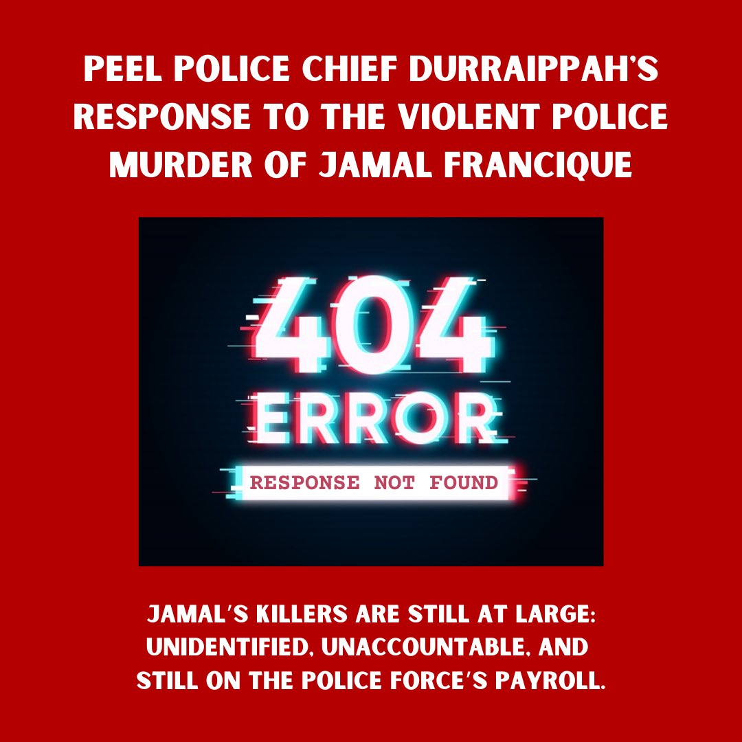 On January 7, Jamal Francique was shot in the back of his head while alone in his car after being ambushed by 8 Peel police officers from 11 Division.