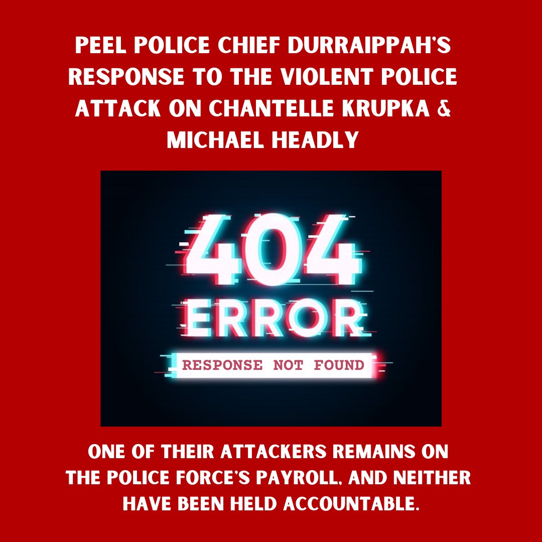 On Mother’s Day, Chantelle Krupka & Michael Headley were both tased by  @Officer_Ty in front of their home. Chantelle was then shot by Valerie Briffa in the abdomen as she lay on the ground. Then Peel police raided their home a few weeks later to lay false charges against them.