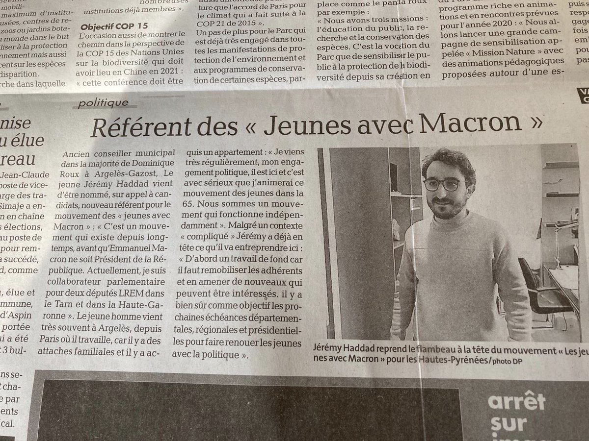 🗞 À lire dans la <a href="/ladepechedumidi/">La Dépêche du Midi</a> ! Plus mobilisé que jamais pour faire avancer nos idées @JeunesMacron65 et redonner confiance aux Jeunes dans la politique en #HautesPyrénées !