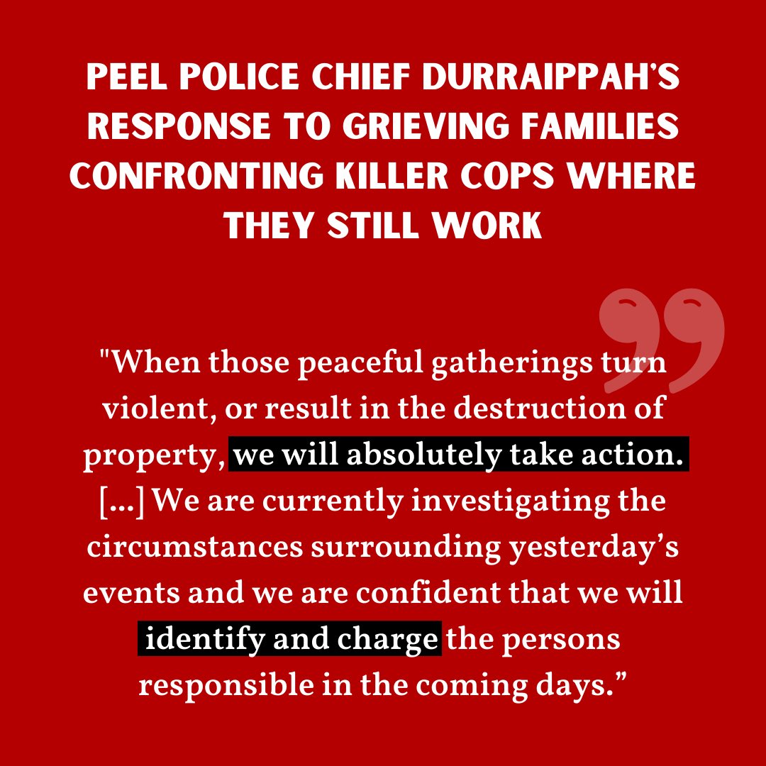 Less than 24 hours later, on a Saturday morning no less, Peel Regional Police and Chief Durraippah released a statement that clearly shows they will honour and defend property — literal inanimate objects — over human life.