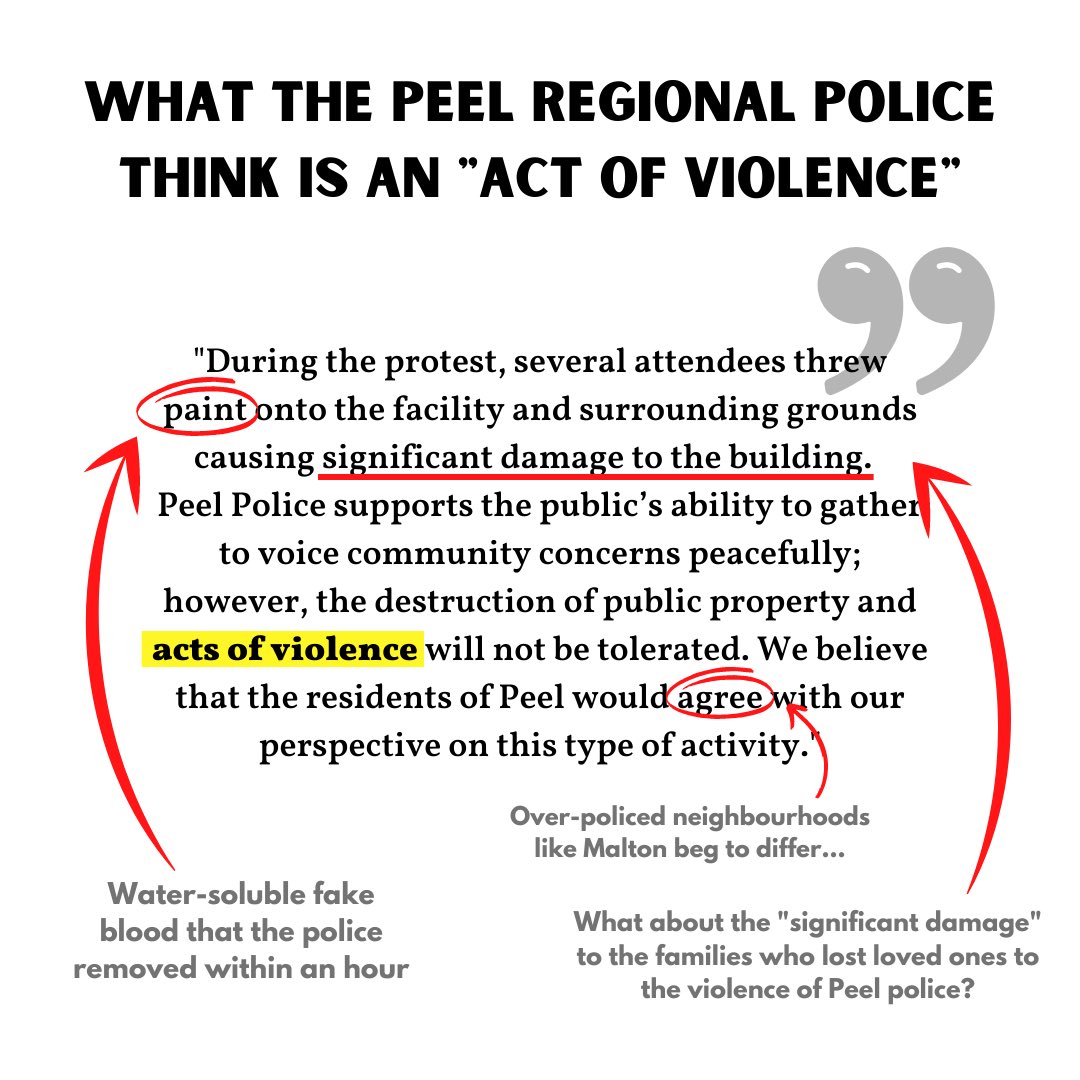 What Peel Police think is an “act of violence” vs. What the rest of humanity thinks is an act of violence.