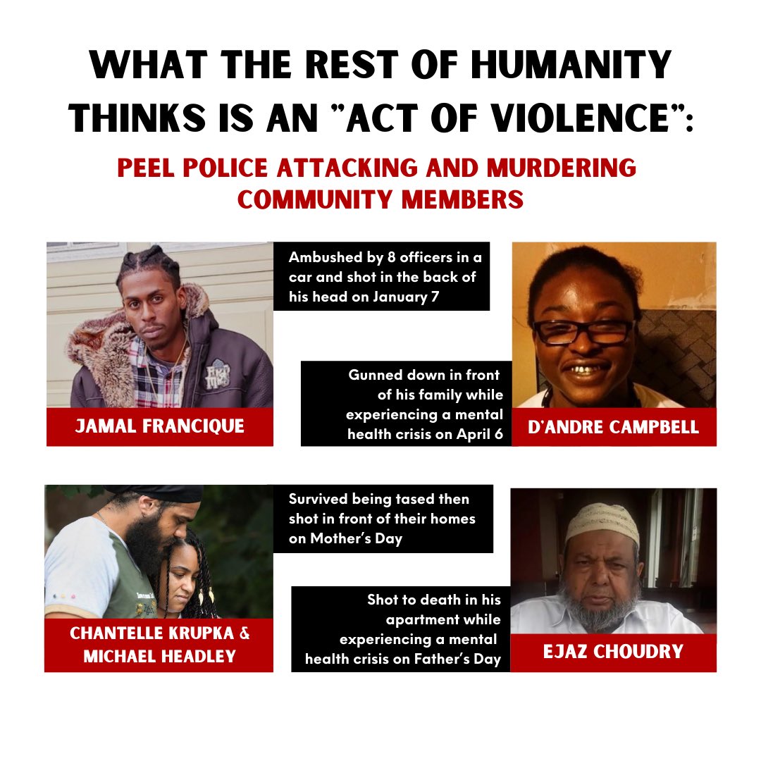 What Peel Police think is an “act of violence” vs. What the rest of humanity thinks is an act of violence.