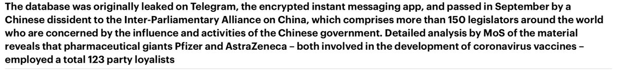 Here’s the UK story break. These people can not serve two governments.  https://www.dailymail.co.uk/news/article-9046783/Leaked-files-expose-mass-infiltration-UK-firms-Chinese-Communist-Party.html