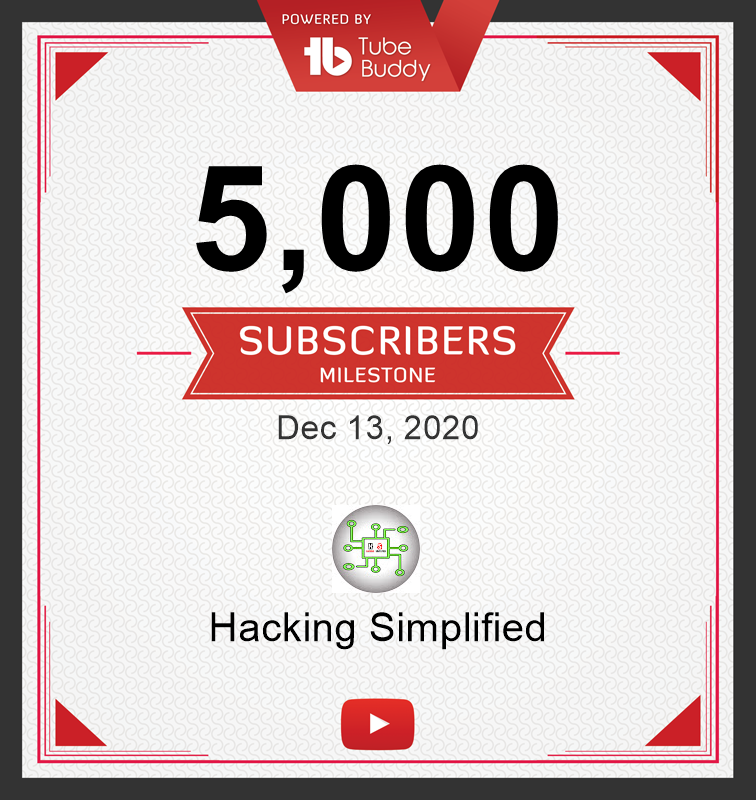 AseemShrey's tweet image. What started with a small effort to teach cybersecurity in May has reached 5,000 subscribers today ๐ ๐
Thanks a lot everyone :)
youtube.com/channel/UCARsgโฆ
If you've any feedback make sure to fill the feedback form on channel page, these have helped a lot
#HackingSimplified