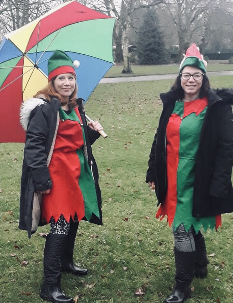 Joanne13Harding's tweet photo. Thank you to all those who braved the weather today. It was so lovely to see the children doing the word search and hunting the elves. As ever thanks to ⁦@DavyhulmePark⁩ ⁦@GoodGymTrafford⁩ for helping us set up and the fabulous yarn bombers WI. ⁦@alzheimerssoc⁩ https://t.co/xAO6qssaLX