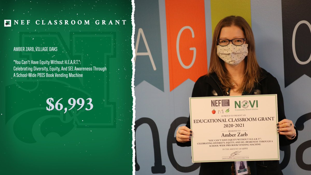 NCSD's tweet photo. Thank you to the @NoviEdFound for awarding this Classroom Grant to @NoviVillageOaks 

Amber Zarb

“You Can’t Have Equity Without H.E.A.R.T!”: Celebrating Diversity, Equity, and SEL Awareness through a School-Wide PBIS Book Vending Machine

$6,993

#NoviPride https://t.co/XgX4dF3E14