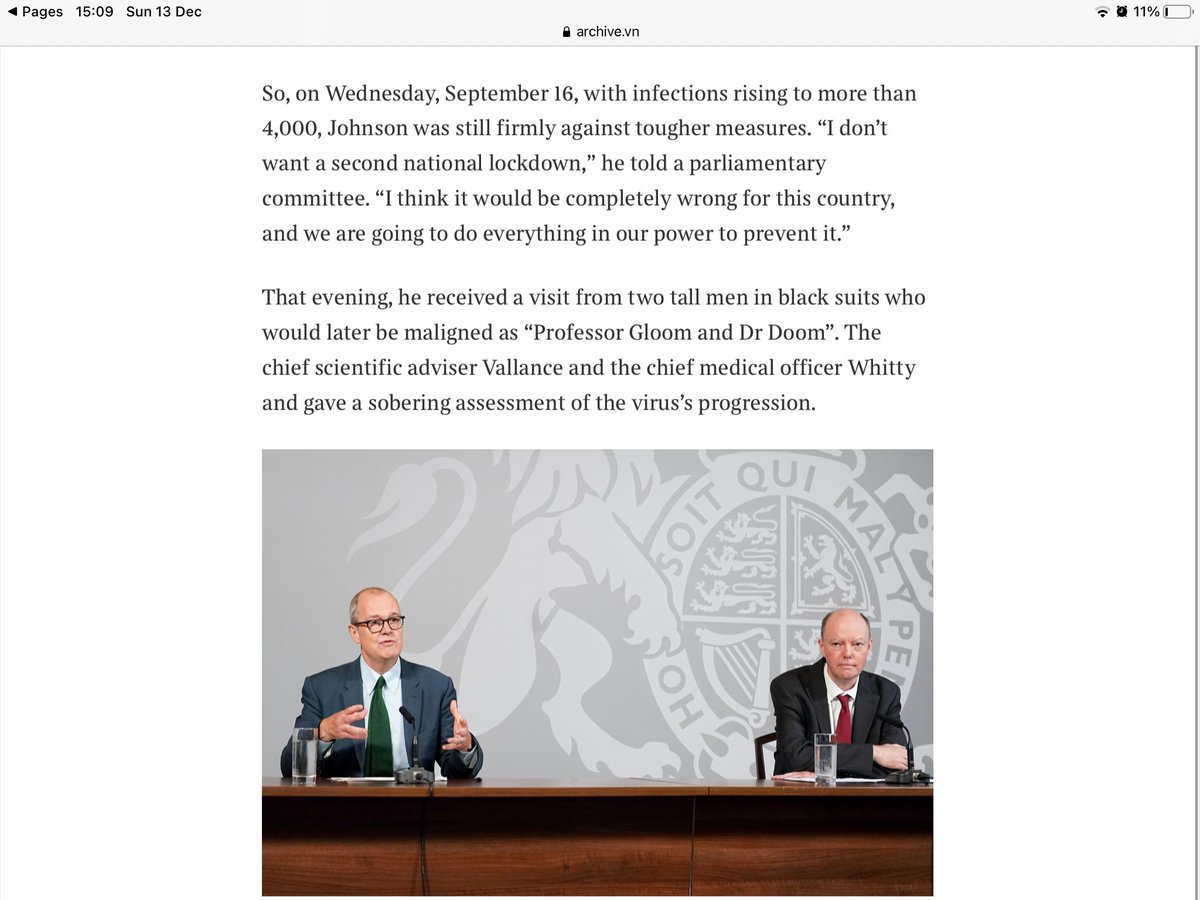 An additional snippet from the article which gives an insights into Johnson’s disrespect for his advisers is he refers to Whitty & Vallance as “Professors Doom and Gloom.”