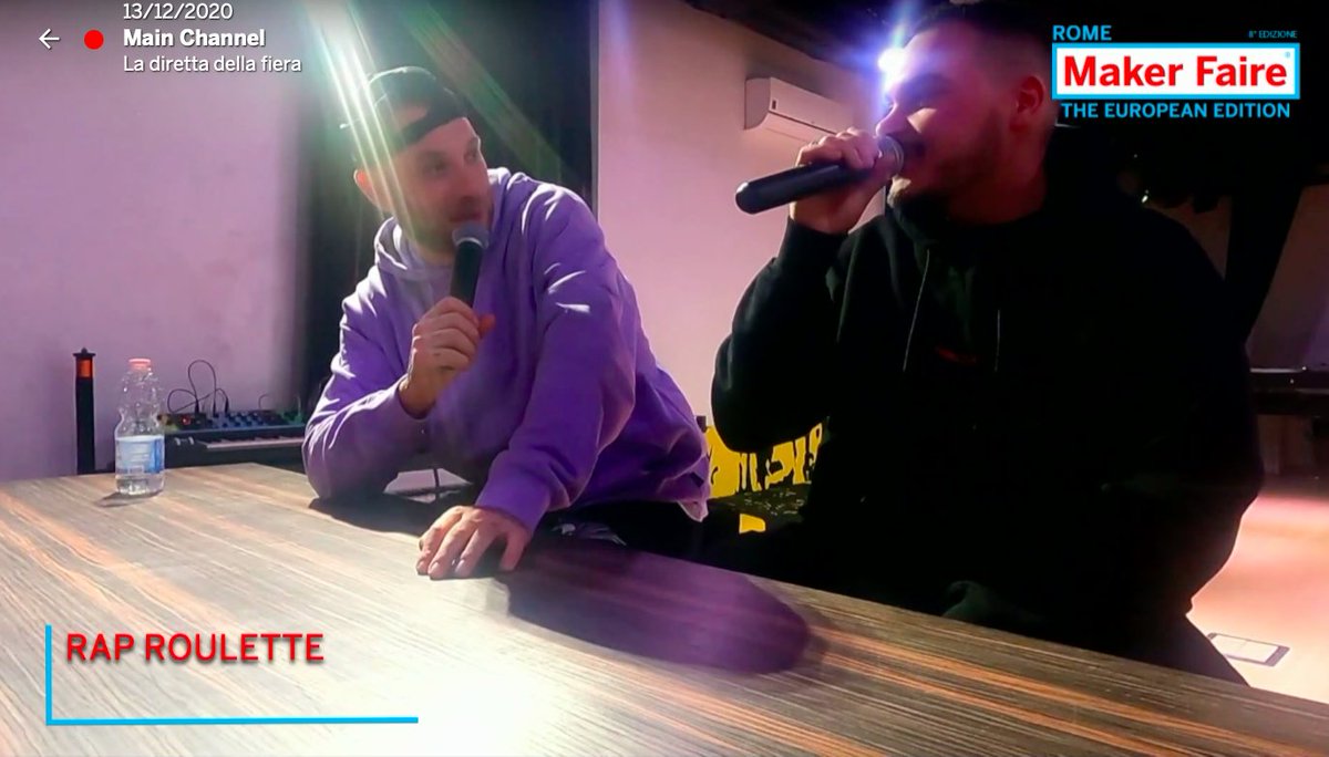 Maker Faire Rome - The European Edition (@makerfairerome) on Twitter photo "Noi pure eravamo cosi, ti ricordi?"
#Clementino e <a href="/THEREALENSI/">Ensi official</a> in diretta sul main per la finale di #RapRoulette
E grazie a <a href="/joetvannelli/">Joe T Vannelli</a> per aver messo a disposizione il suo studio!
#MFR2020 "Noi pure eravamo cosi, ti ricordi?"
#Clementino e <a href="/THEREALENSI/">Ensi official</a> in diretta sul main per la finale di #RapRoulette
E grazie a <a href="/joetvannelli/">Joe T Vannelli</a> per aver messo a disposizione il suo studio!
#MFR2020