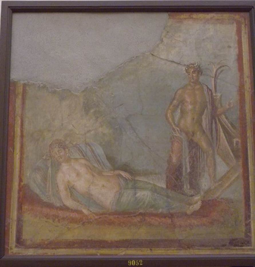 On the contrary, this panel representing Theseus abandoning Ariadne was indeed detached and is nowadays conserved at  @MANNapoli. The last image shows the original location of the panel.