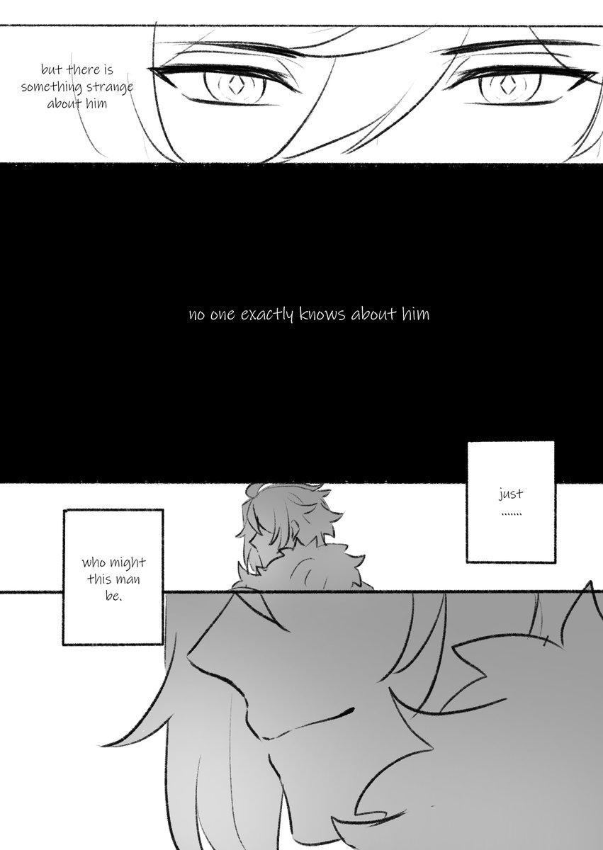 Yamyouw's tweet photo. [Zhongli &amp; Kaeya] (3/?)

during working on this part, I was wondering if Khaenri'ah have their own place in teyvat in the history or already completely separated before teyvat was made
if Khaenri'ah existed in teyvat, Zhongli should know something about it.... https://t.co/kBph01tgnr